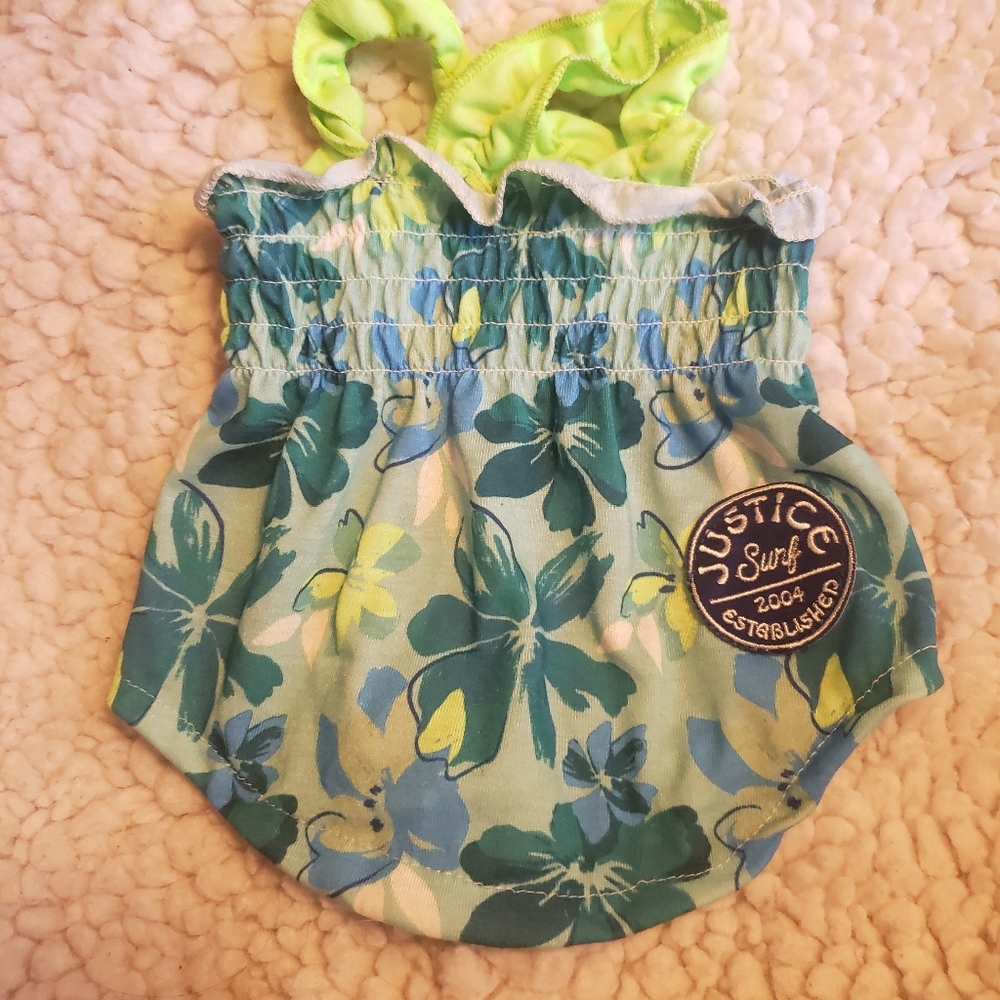 Justice Blue and Green Criss-Cross Sun Dress for Dogs or Cats Size XS